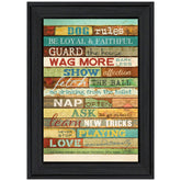 Dog Rules 3 Black Framed Print Wall Art